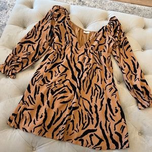 long sleeve tiger print dress